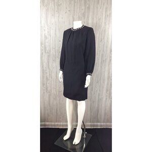 Vintage 50s L'Aiglon Black Dress Glass Beaded 60s Mod Dress Retro Jackie Kennedy